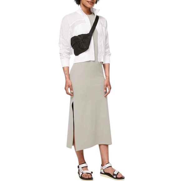 Lululemon Get Going Racerback Side Slit Midi Dress Taupe Grey Nulu Size M / 8 - Picture 9 of 13